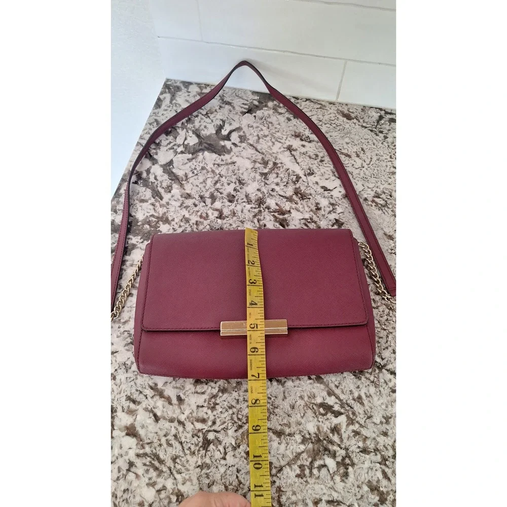 Kate Spade Burgundy Saffiano Leather Crossbody Bag Gold Hardware